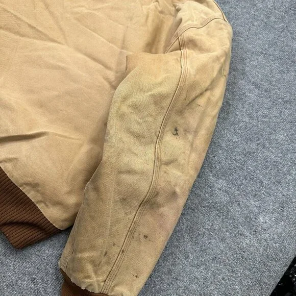 Vintage Carhartt Distressed Faded Tan/Brown XL Hooded Jacket USA Made J140-BRN